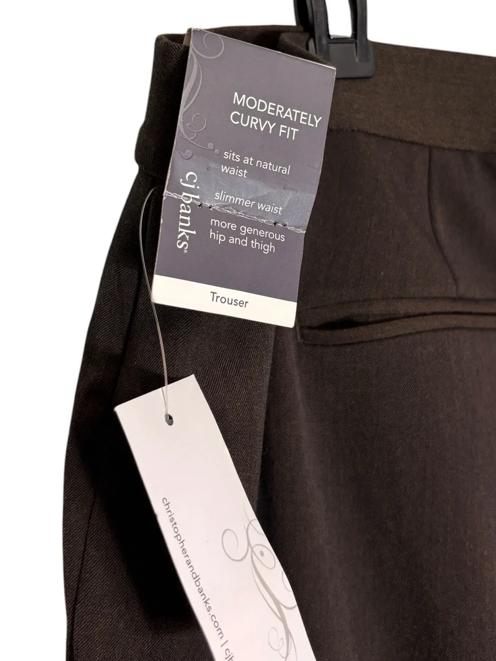 New CJ BANKS size 24W Brown Stretch Moderately Curvy Fit Trouser Dress Pants NWT